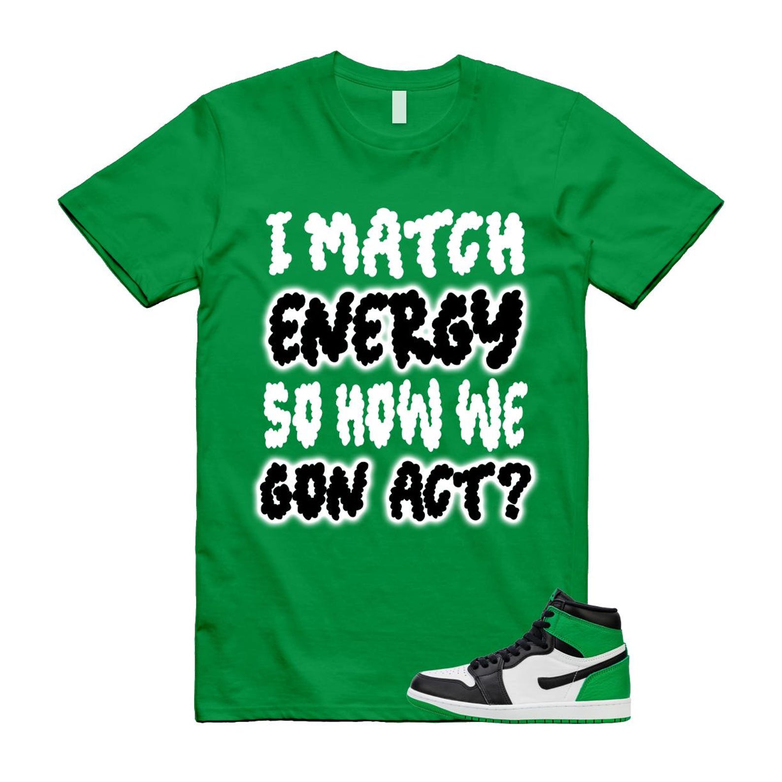 1 Lucky Green White Black High T Shirt Match MATCH 3XL