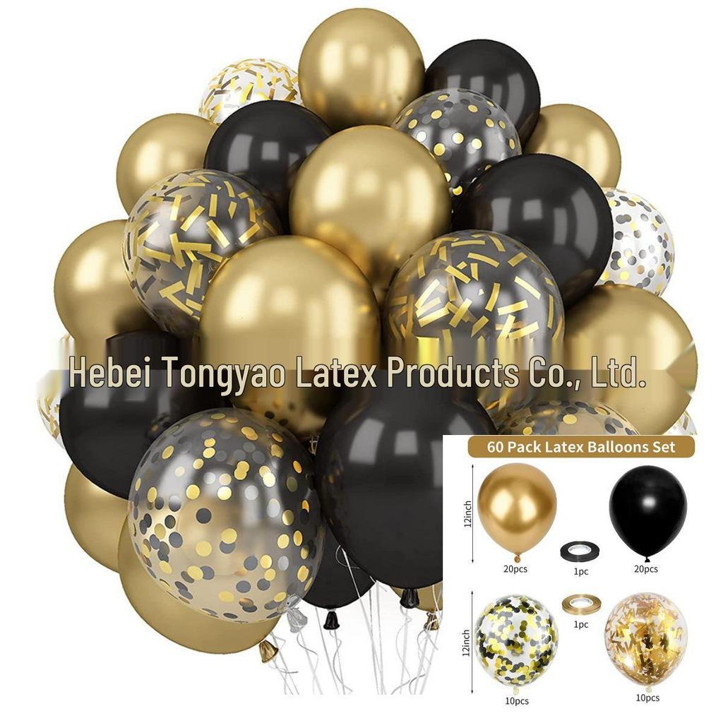 60-Piece 12" Vintage Color Glitter Balloon Set for Birthday Parties
