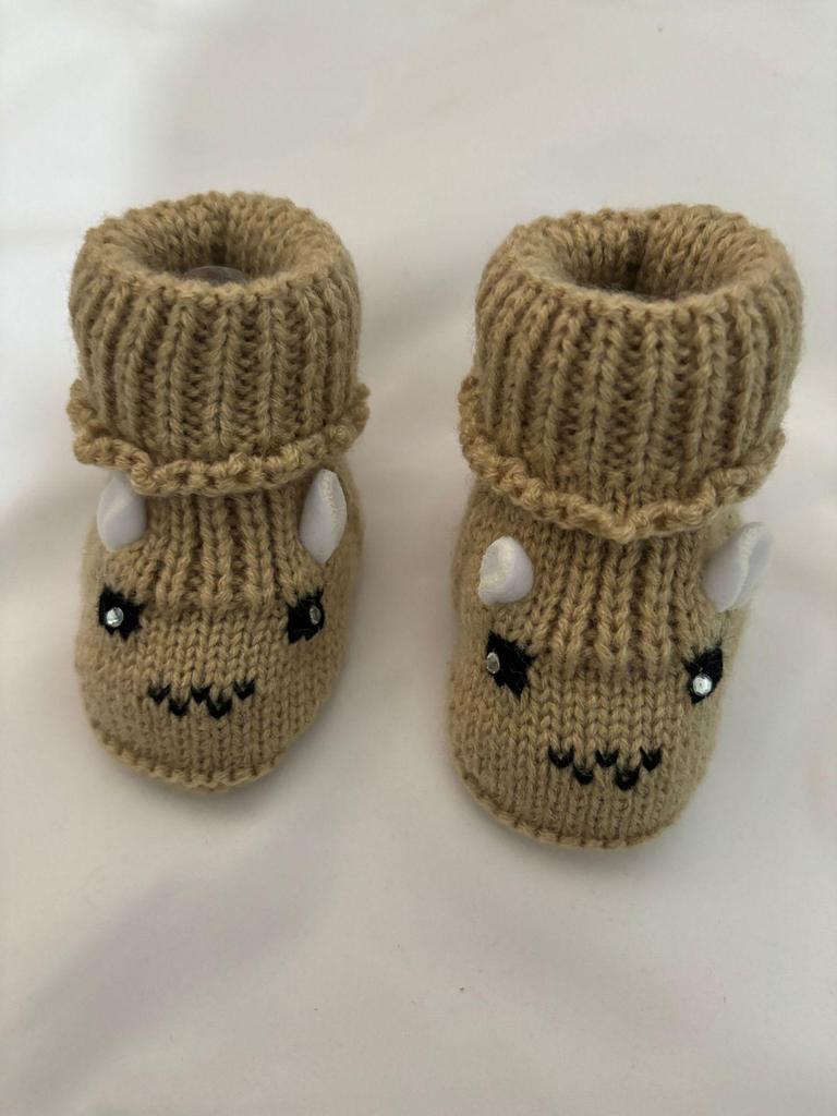 Scarpine da Bambino in Lana Lavorate a Maglia a Mano per Primavera e Autunno (0-6 mesi)