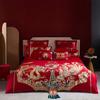 High-End Long-Staple Cotton Wedding 4Pcs Set Chinese Wedding Wedding Kit Big Red Embroidery Pure Cotton Wedding Bedding