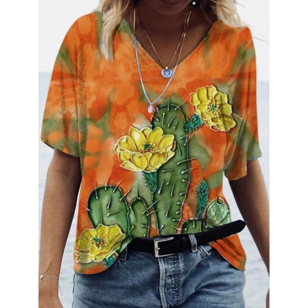 Summer Cat Butterfly 3D Printed Women's T-shirt Retro Street Wear T-shirt