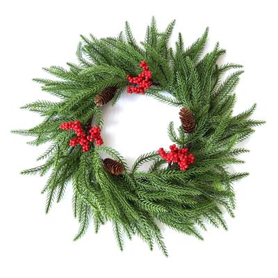 Portable Faux Greeneries Holiday Wreath With Pine Cones And Berries Indoor Outdoors Decoration Holiday Wreath