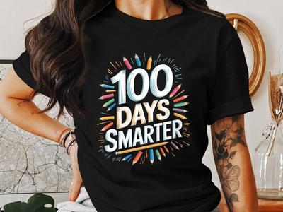 100 Days Smarter Shirt - Unisex Softstyle Fun Teacher & Student 100 Days Celebration T-Shirt For Teacher And For Kids