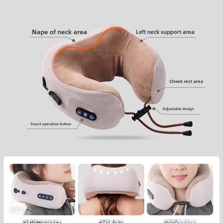 Shoulder and Neck Massage Pillow Household Multifunctional Heating Neck Protector Vibration Kneading Shawl Massager Travel Massage Pillow