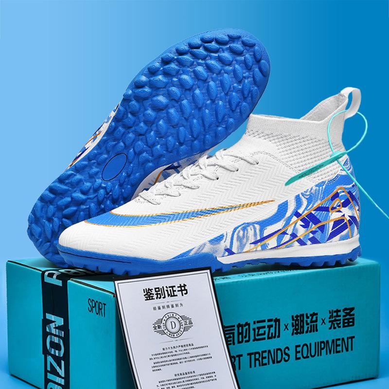 Nowe męskie i damskie buty piłkarskie z wysoką cholewką na długie łamane paznokcie, dziecięce buty sportowe na zewnątrz, profesjonalne buty piłkarskie