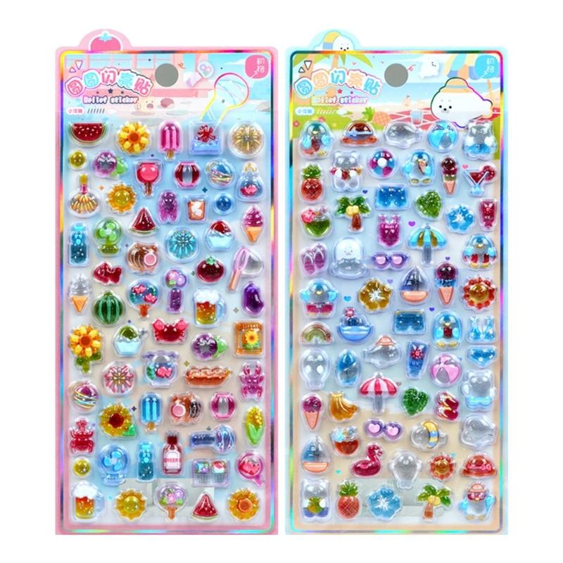 Cartoon Embossed PVC Sticker for Kid Wall Door Scrapbooking Journal Planner Phone Case Laptop Children Reward Sticker
