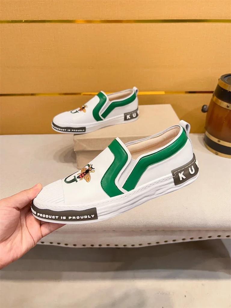 Italy Men's Casual Designers Casual Shoes Luxury Fashion Genuine Leather Business Leather Shoes Lace-up Sports Classic Sneakers