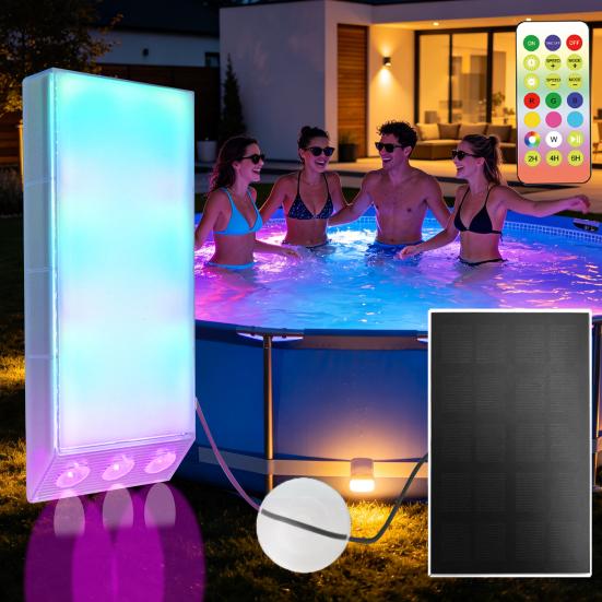 Solar Swimming Pool Light IP68 Waterproof Inground Above Ground Pool LED Lamp Solar Powered Submersible Pool Light with