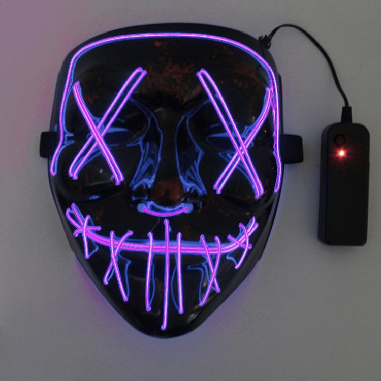 

Светодиодная светящаяся маска Маска на Хэллоуин Реквизит для переодевания Маска для маскарадной вечеринки Маска призрака фиолетовый