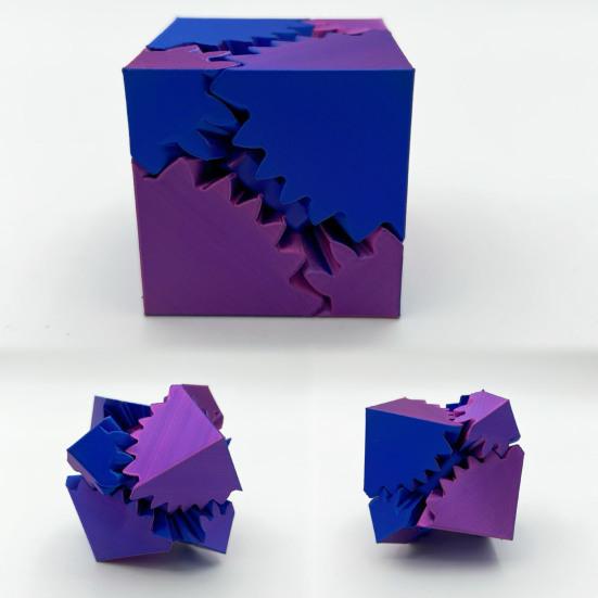 3D Printed Gear Cube Toy Stress Anxiety Relief Spin Cube Travel Portable Gear Square Block Sensory Fidget Toy Kids Teens Adults Gift