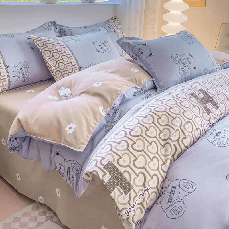 Skin-friendly Cotton Four-piece Dormitory Three-piece Bed Sheet Quilt Cover Bedding