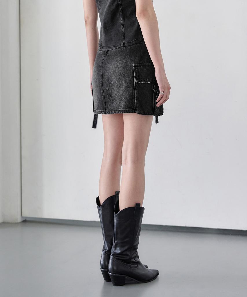 Deketeuumeon Cargo Mini Skirt Dcsk004Blacka