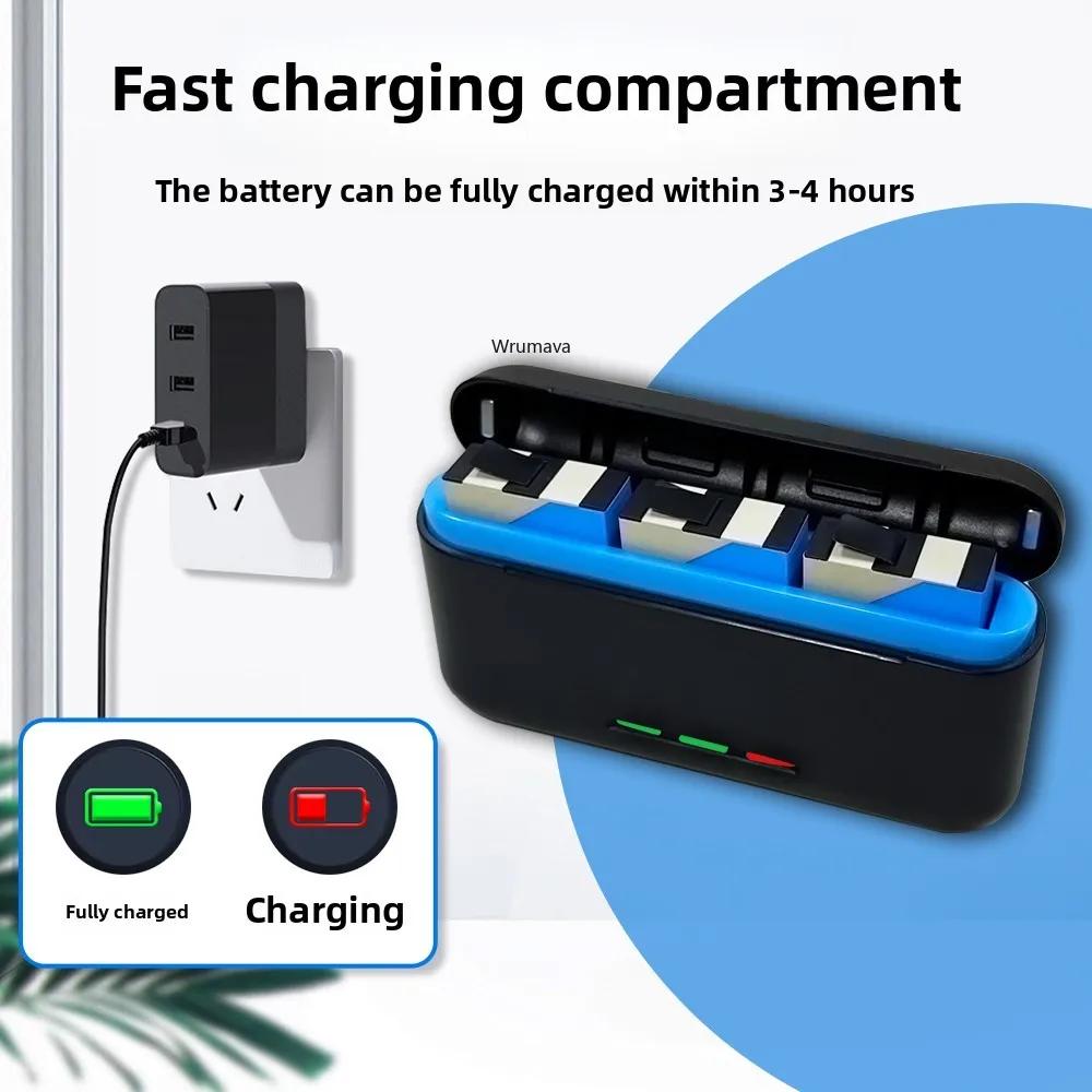 New 3 Slots Battery Charger Portable Charging Case for GoPro Hero 09 10 11 12 with LED Display Magnetic Lid Pocket Sized