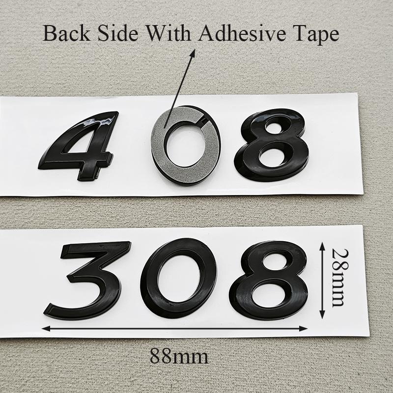 OQUP8 Older 3D ABS Chrome Black Logo 308 408 508 Emblem Letters Sticker Car Rear Trunk Badge For Peugeot 308 SW 408 508 Accessories