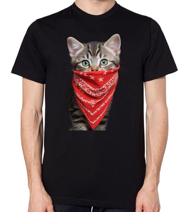 

Kitten Wearing A Red Bandana T-Shirt Men Women Unisex Gang Cat Meow Bally Top 5XL різнокольоровий