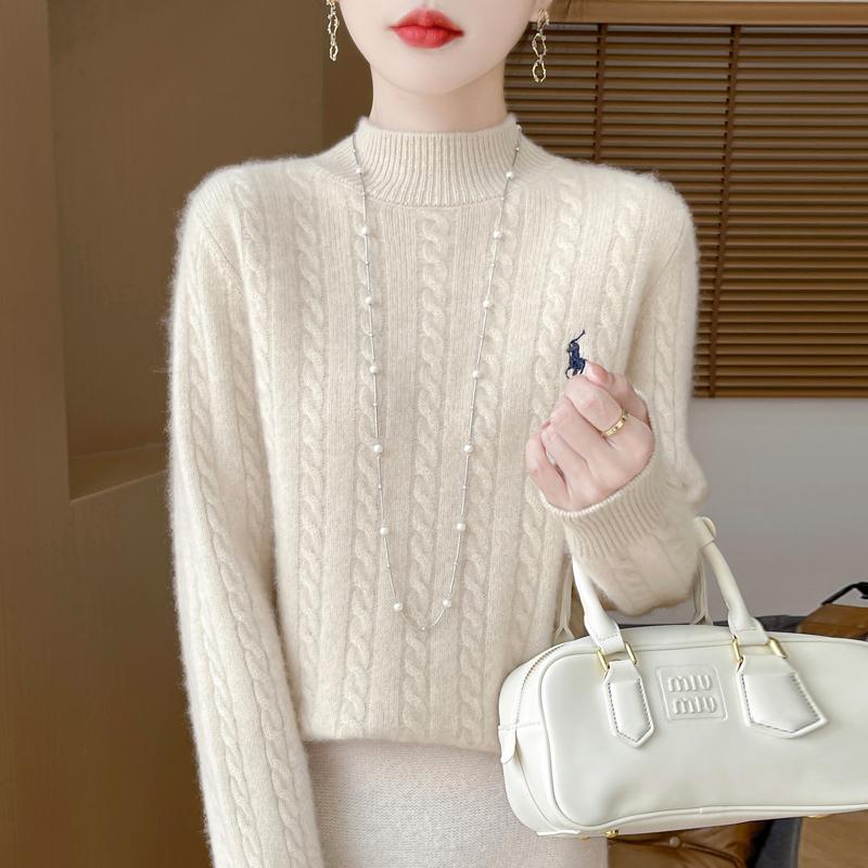 Women's Cashmere Sweater Qinghe Cashmere 30% Cashmere 70% Wool Autumn and Winter Pullover Warm and Fashionable