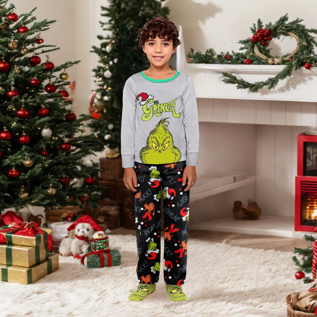 Parent-child Christmas Print Home Suit Long-sleeved Top And Pants