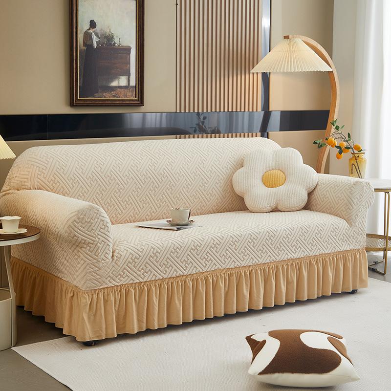 Specially For Thickened Elastic Sofa Cover All-Inclusive Universal Cover All Seasons Universal Jacquard Fleece Fabric Cover