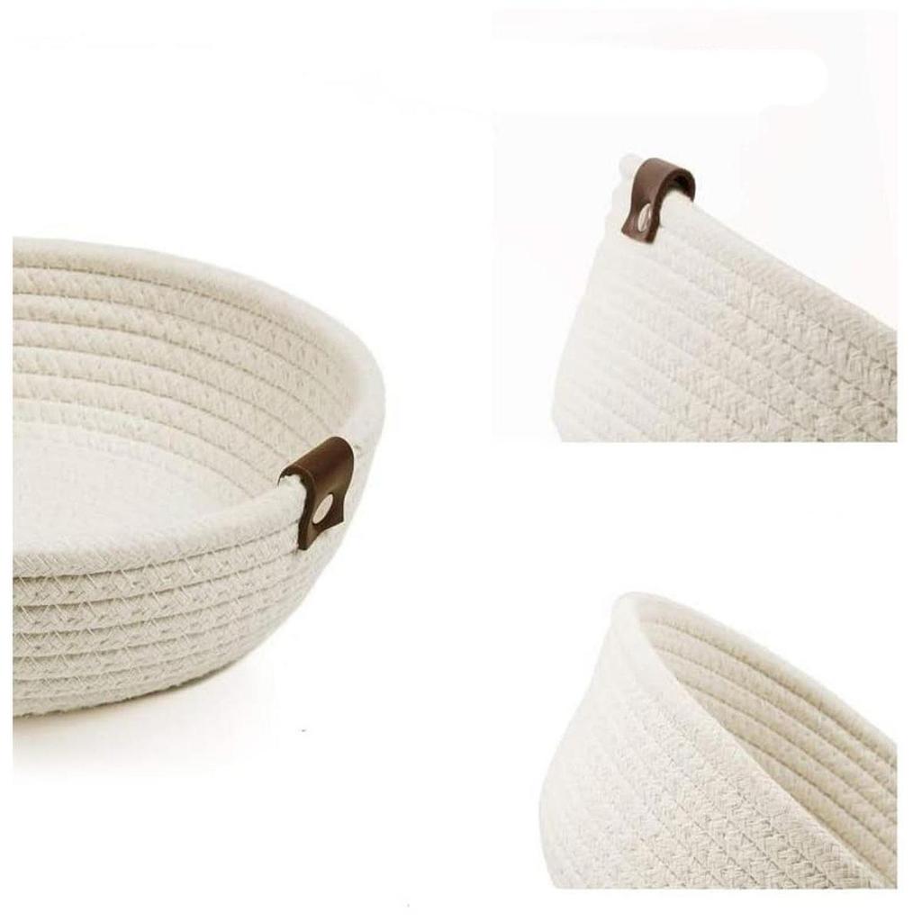 3Pcs Round Small Woven Baskets Set for Shelves Bathroom Basket Cat Dog Bin Gift Fruits Remotes Tray Laundry Basket Basket Bin