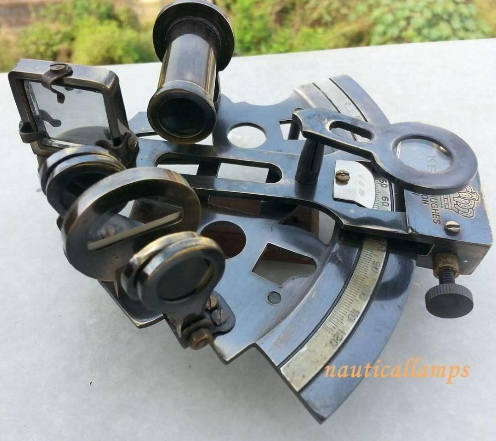 Antiker Messing Funktionierender Marine Sextant Sammlerstück Vintage Nautisches Schiff Astrolabium