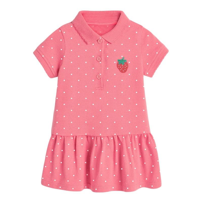 Girls Summer Short Sleeve Knit Polo Dress Cotton Casual Dress 90