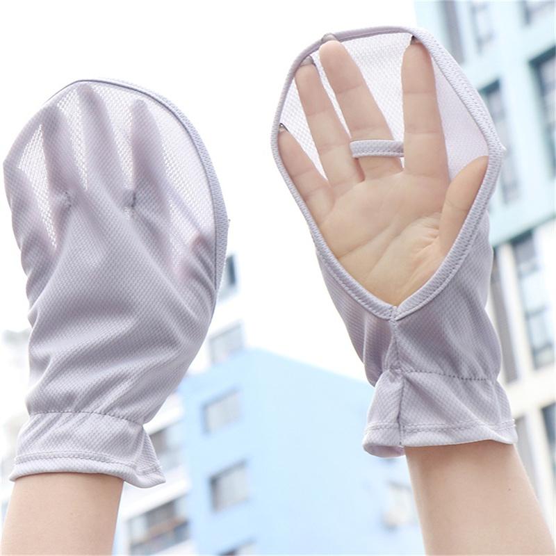 Solid Color Large Ice Silk Gloves Women Driving Sunscreen Sleeves Loose Breathable Arm Protectors Uv Outdoor Horseshoe Sleeve