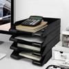 RAIN QUEEN A4 Letter Tray, Black, 4-Tier Vertical Desktop Storage Rack, Document Shelf, Small Item Storage, Desk Tray, File Storage, Newspapers,