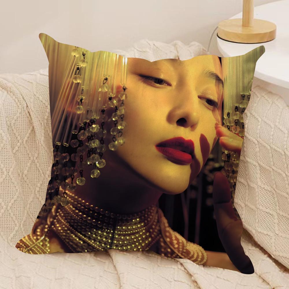 Actress Fan Bingbing Cushion Cover Soft Plush Fabric Double-Sided Printed Sofa Cushion Cover for All Seasons Home Decor Gift