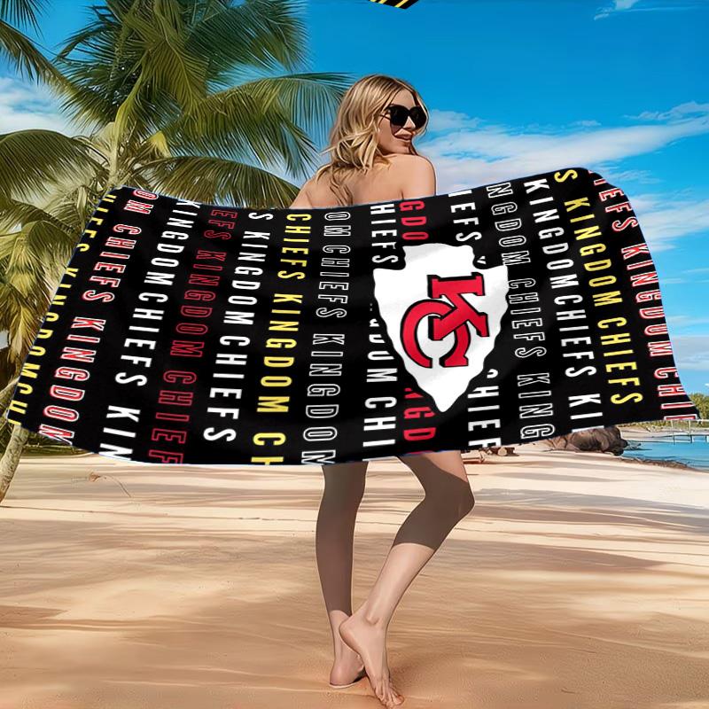 Kansas Chiefs Logo Beach Towel, Quick-drying, Easy to Care for, Suitable for Both Fitness and Beach Vacations,Sports Essential