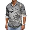Men's Halloween Loose Fit Long Sleeve Shirt Button Down Collar Casual Retro Style Breathable Shirt for Autumn Spring Outdoor Daily Wear