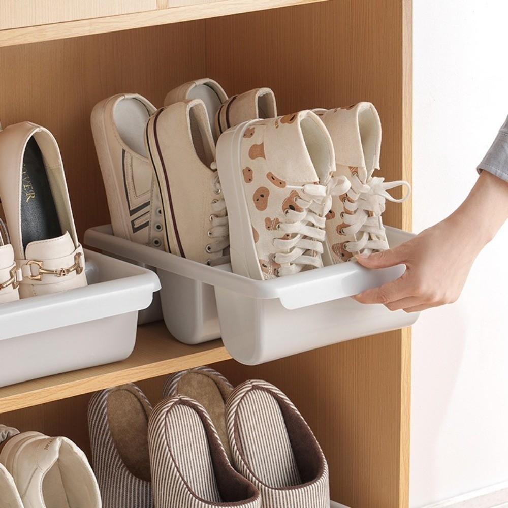New 3 Grid Shoe Rack Oblique Plug-In Stackable Shoe Organizer Space Saving Multifunctional Shoe Shelf Household