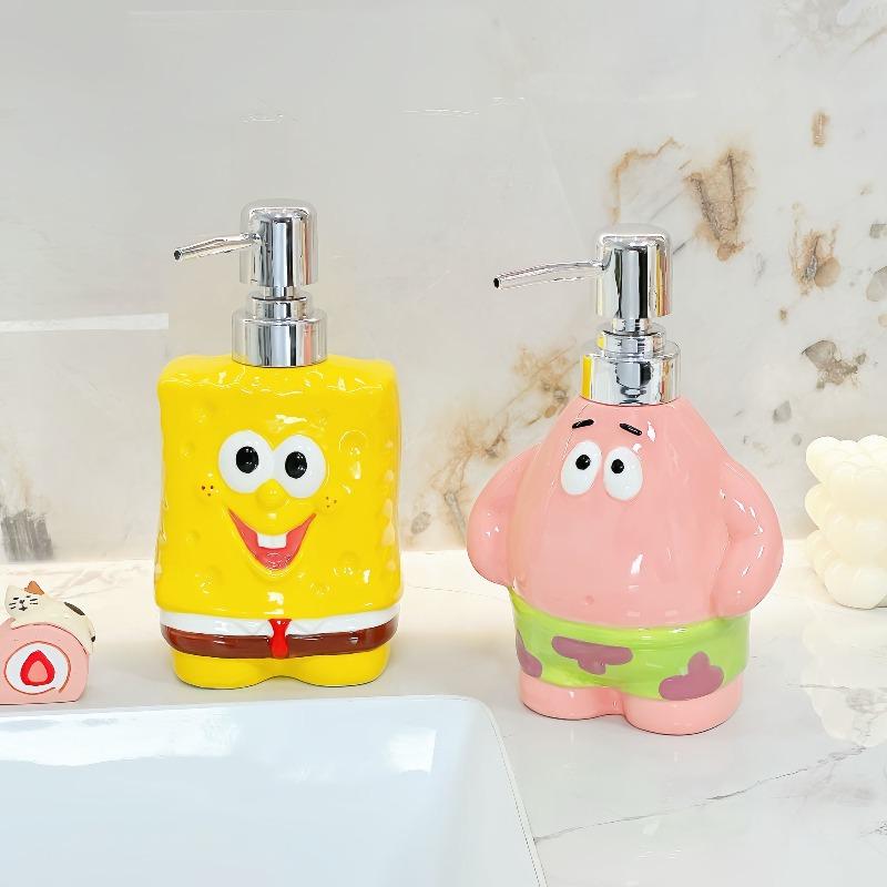Cute Cartoon Ceramic Soap Dispenser Refillable Pump Bottle For Shampoo Shower Gel Bathroom Decor