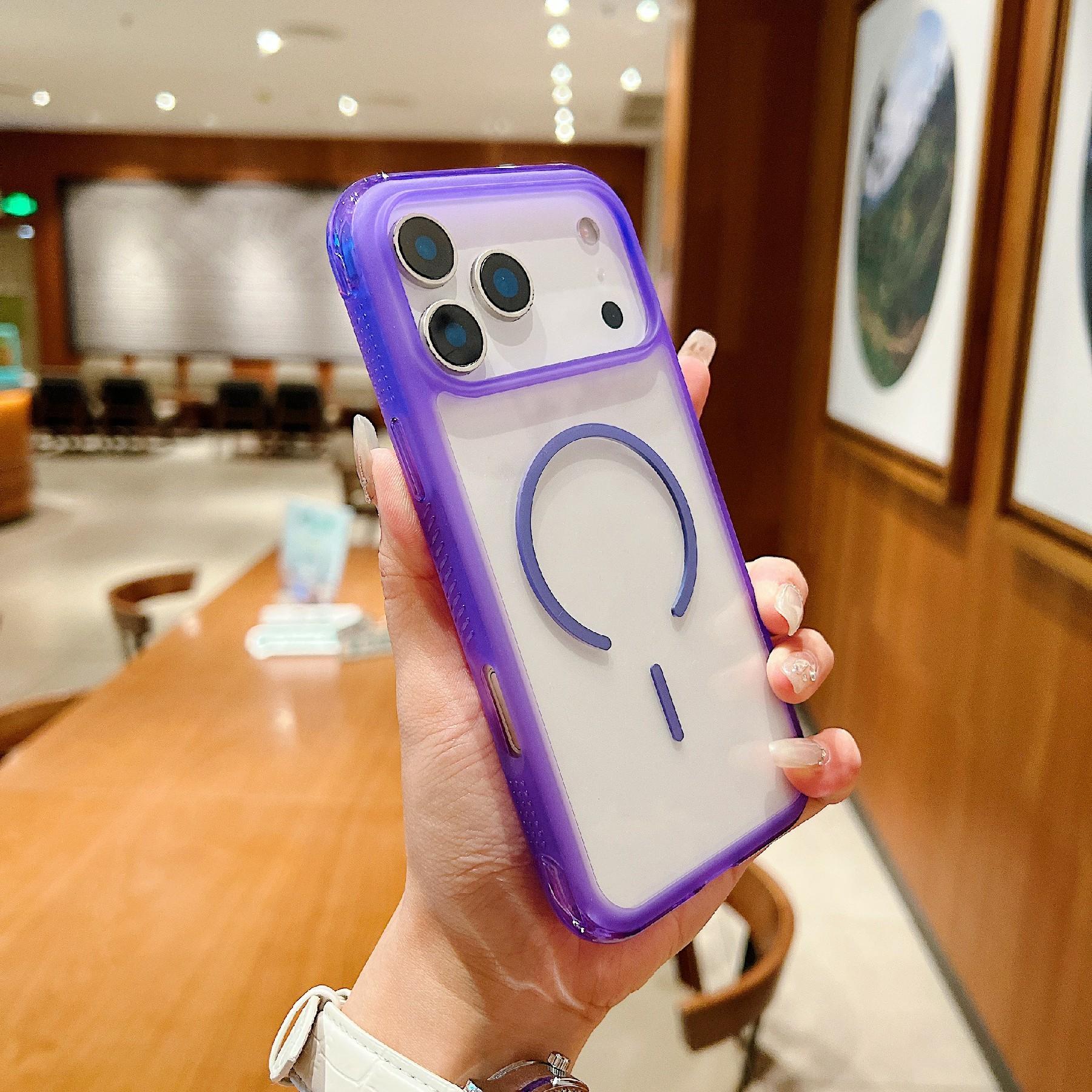 

For iPhone 17 Pro Max Magnetic Case TPU + PC Crystal Clear Phone Cover