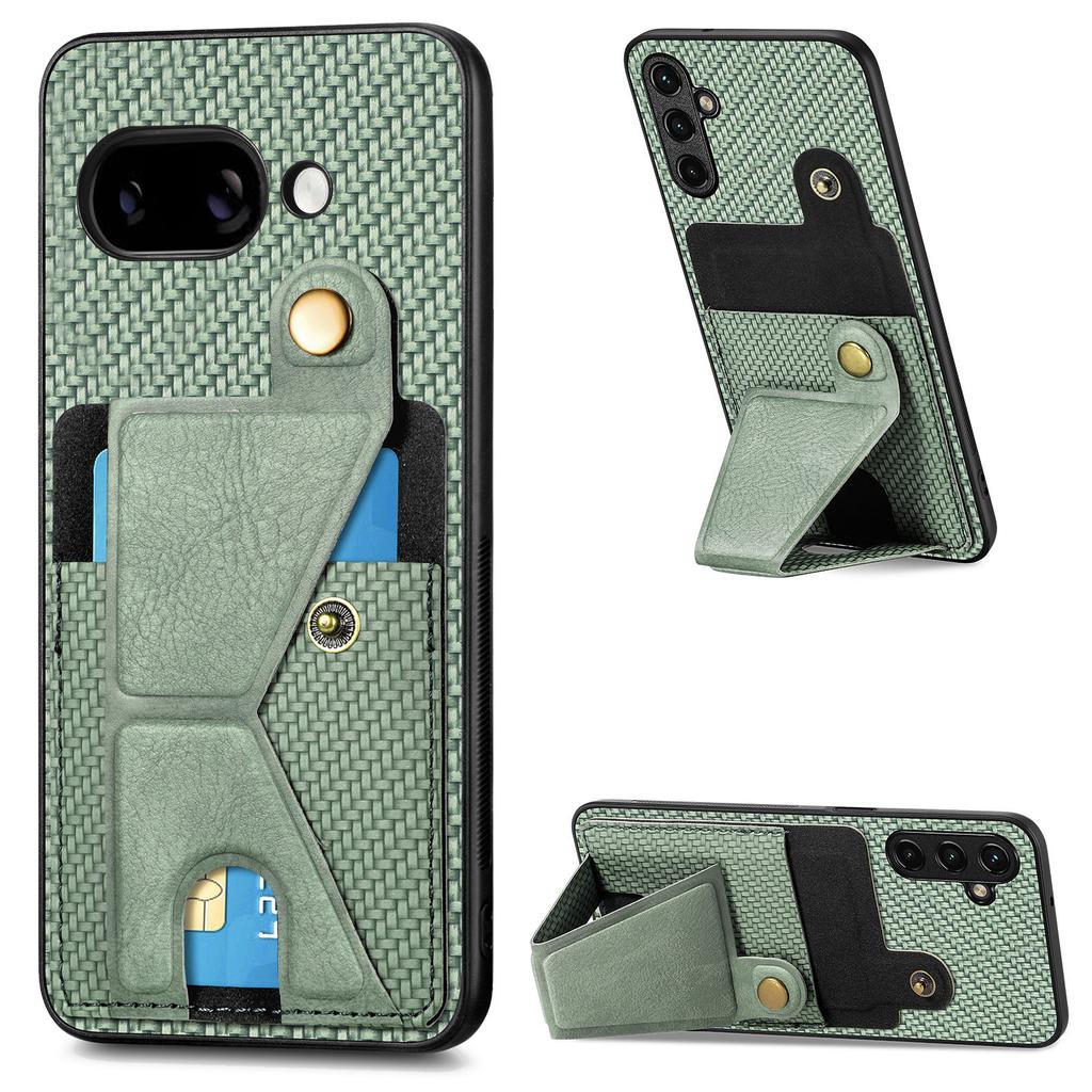 For Google Pixel 9a Case with K-Shaped Kickstand Leather Phone Back Cover