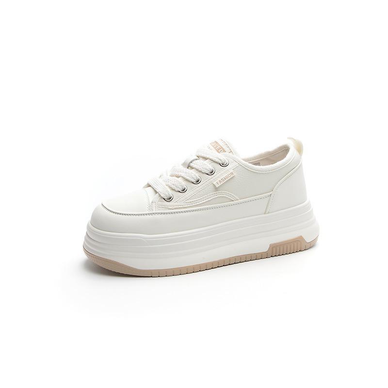 Platform white shoes women's spring new leather casual sports board shoes single shoes