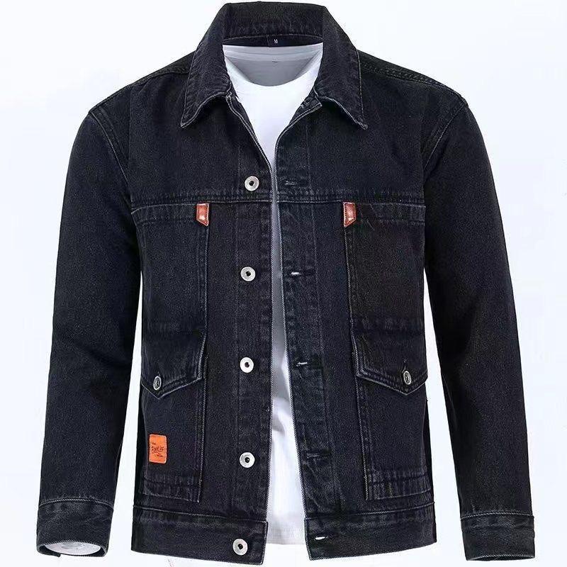 Spring and Autumn Fashion Trend Solid Color Denim Jacket Men's Casual Loose Comfortable Large Size High Quality Coat