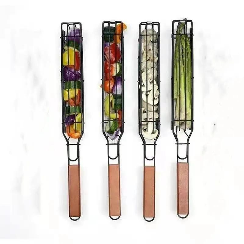 4 kusy košů na grilování špízů, grilovací rošt pro grilování zeleniny, kuřecího masa, masa