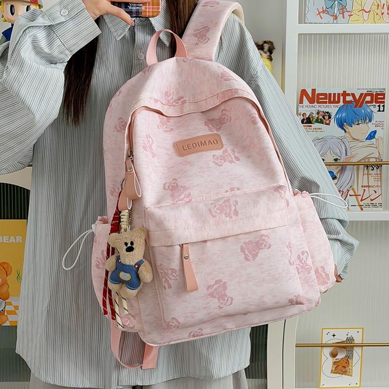 Schoolbag Korean Version of Large Capacity Nylon Student Backpack Cartoon Cute Junior High School High School College Student Japanese Casual Backpack