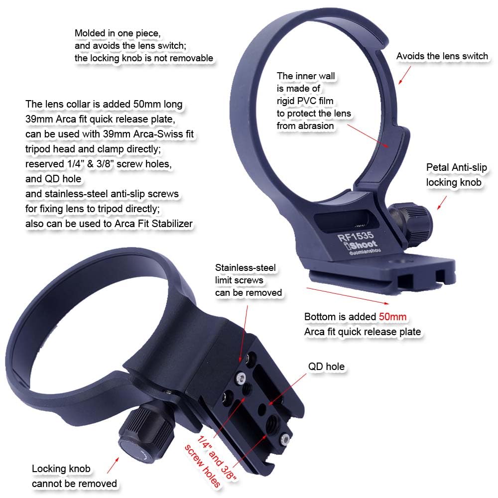 iShoot Camera Lens Ring Tripod Compatible with Canon RF IS USM Lens Support Lens Bracket Tripod Tripod Mount Fit Quick Release Compatible with Tripod