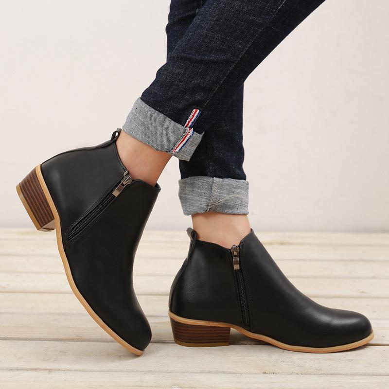 Scarpe Donna Estive Stivaletti Retro con Tacco Alto Tacco Blocco Medio Chelsea Boot Stivaletti Casual Donna