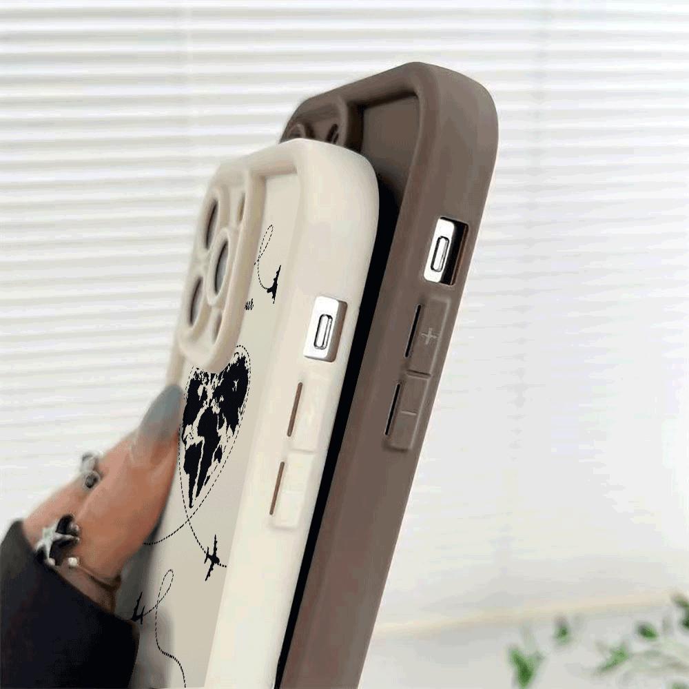 Heart-shaped World Map with Planes Shockproof Phone Case for Xiaomi Redmi Note 14 13 12 11 10 9 8 7 Pro Anti-Slip Soft TPU Cover