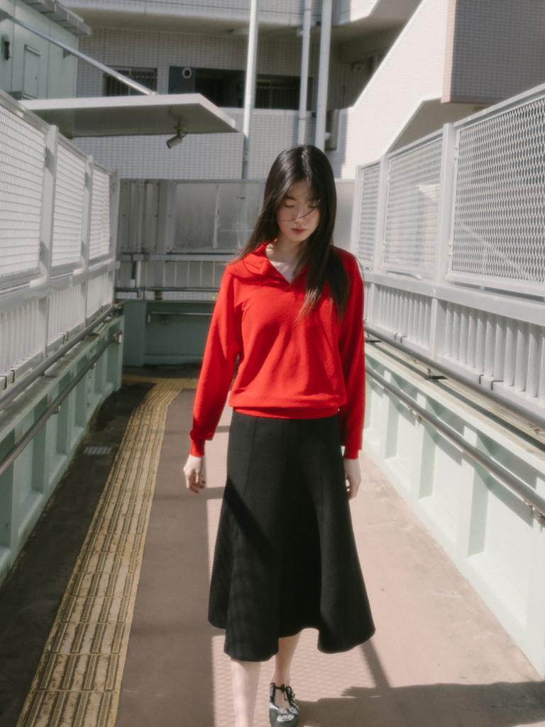 Reply Cotton Loose Collar Knit Top