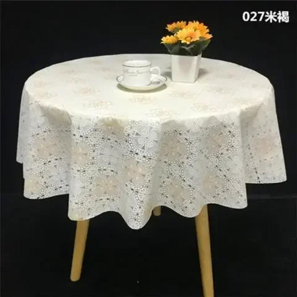 Pvc Desk Mat Printed Dustproof Table Cover Round Lace Table Waterproof Oil Resistant Scald Resistant Round Tablecloth