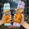 1PC Golden Retriever Beach Scene Print 750ml Color Plastic Sports Water Bottle Leakproof Flip Straw Lid Suitable for Sports Office Home Use