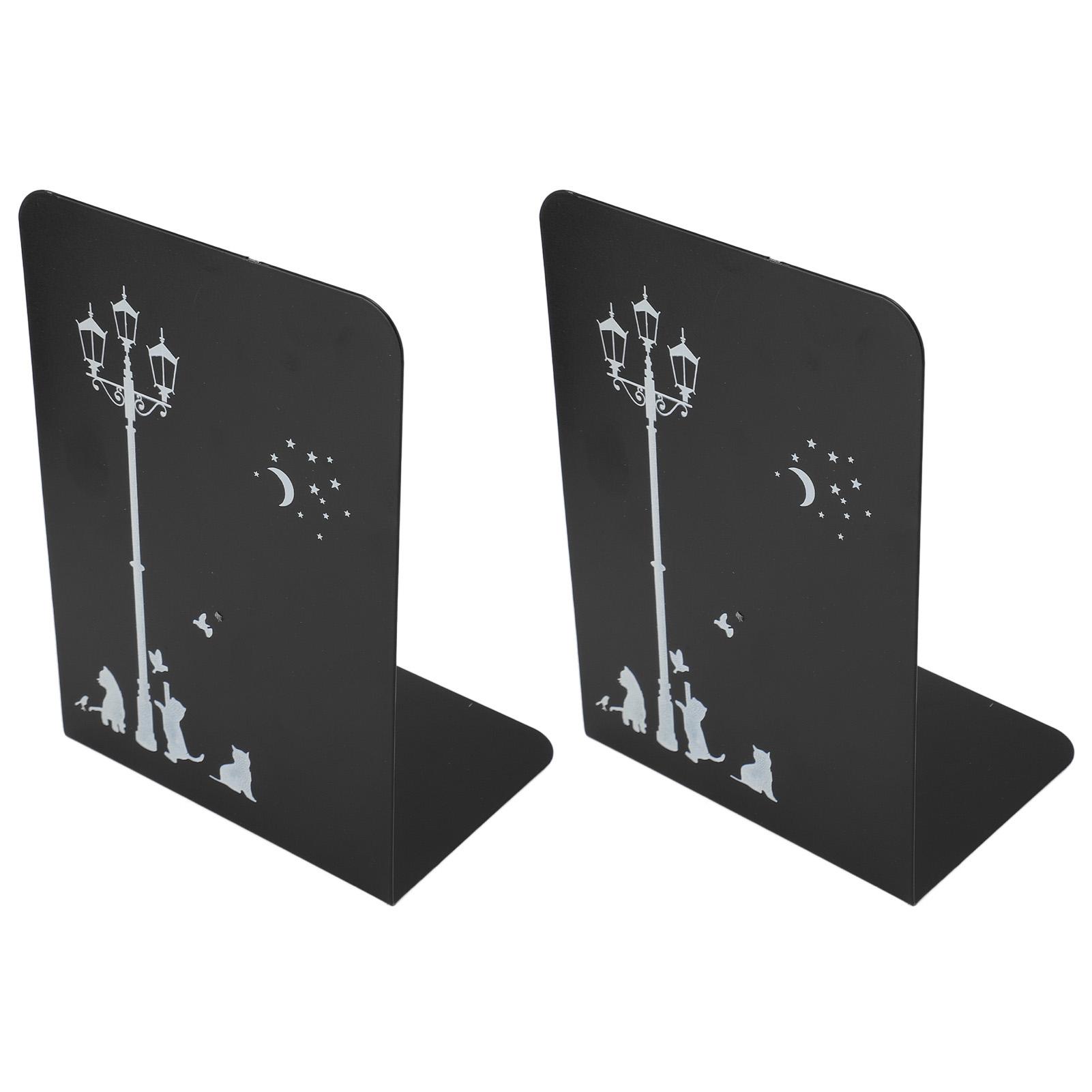 

2 шт. черный металлический держатель для книг нескользящий прочный держатель для книг для книжных полок шкафов офисов LOVE CAT