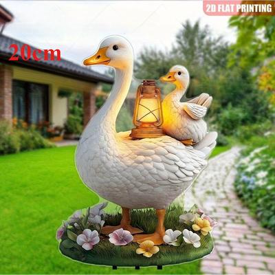 Mère canard avec de mignons canetons, acrylique plat 2D, décoration, adapté pour le jardin, les plantes en pot, l'extérieur, la terrasse, Noël, Halloween