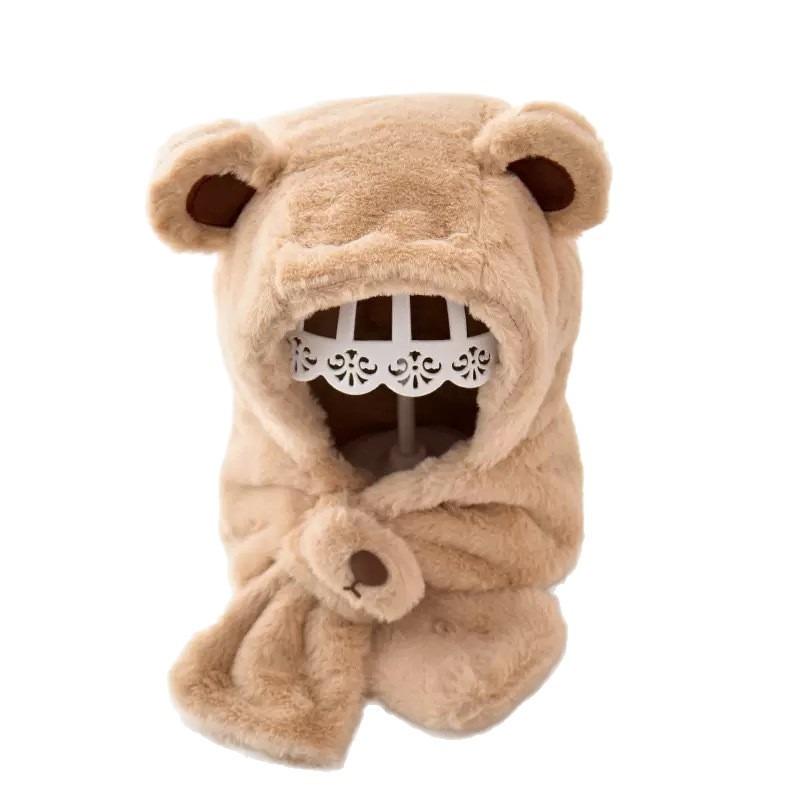 Children's hat baby scarf integrated autumn and winter cute super cute hat boys and girls thickened warm baby ear hat