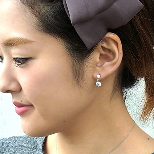 Glam Jewelry Women's Double-Row Earrings, Popular, Dangle-Style, Hypoallergenic, Simple, Platinum-Finished Sterling Silver 925 with Zirconia, Perfect