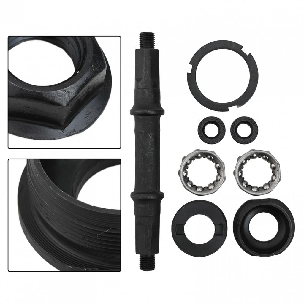 Kit d'axe de roue de vélo avec design à trou carré, avec cuvettes et roulements, assemblage facile