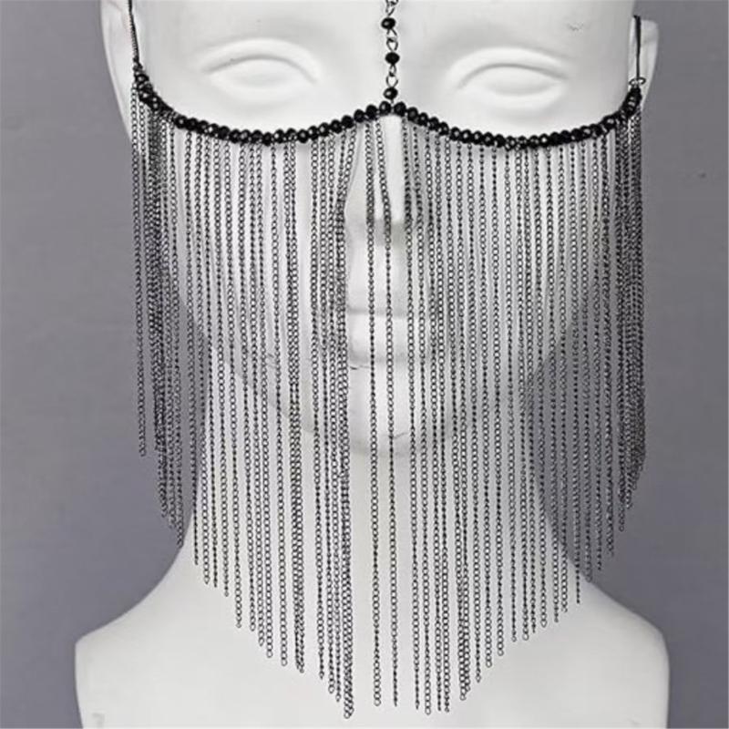 Elegant Crystal Bead Tassels Face Jewelry With Adjustable Metal Chain For Parties Weddings And Special Event